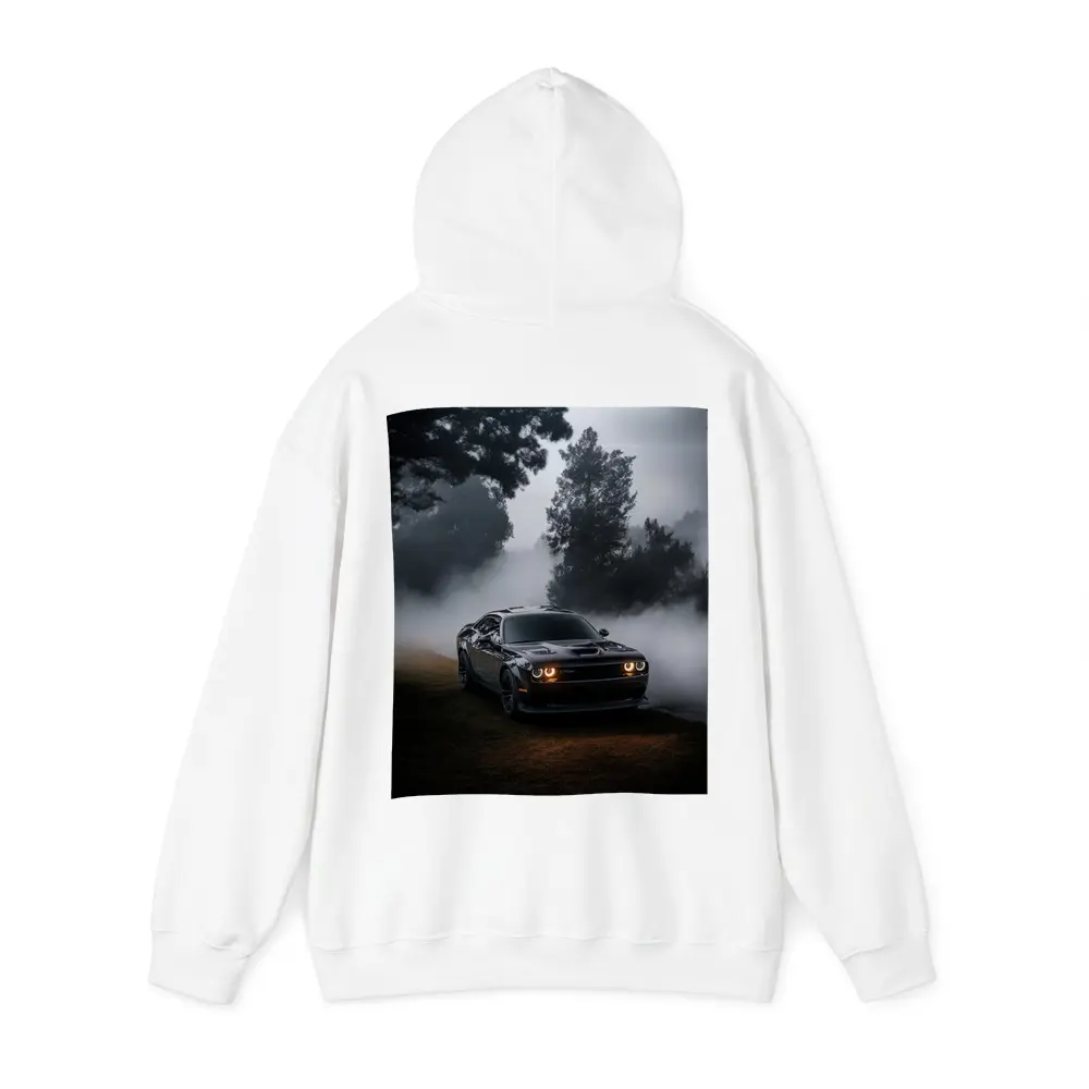 Dodge Challenger Black Muscle Car Foggy Night – Hoodies