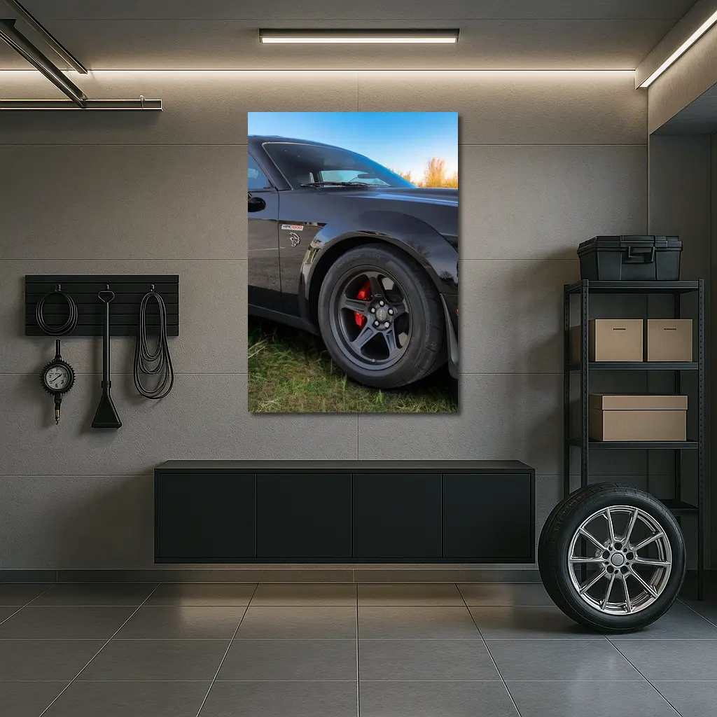 Black Dodge Challenger Muscle Car Outdoor – Wall Art