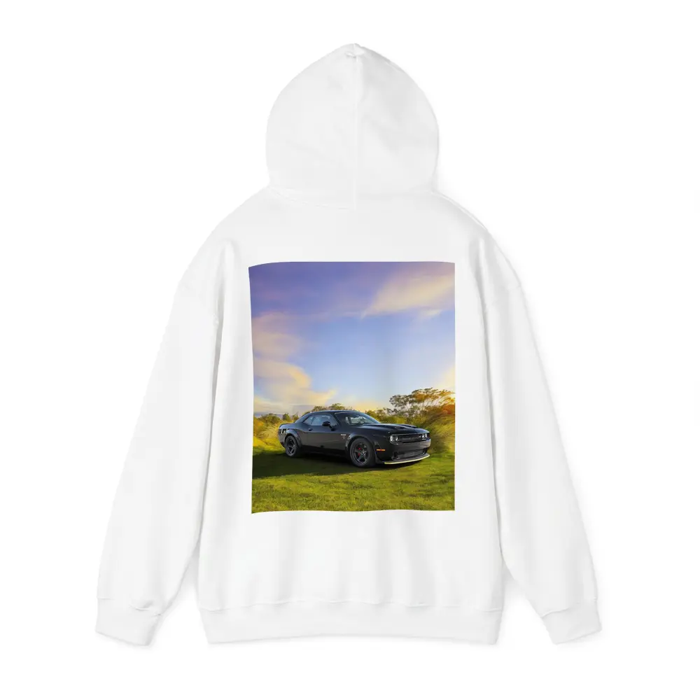 Dodge Challenger Black Muscle Car Green Field – Hoodies