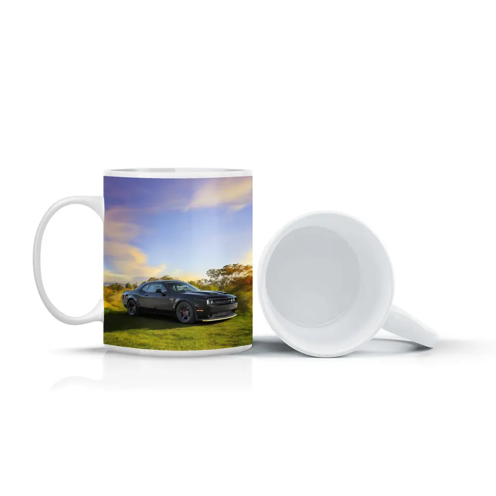 Dodge Challenger Black Muscle Car Green Field – Mugs