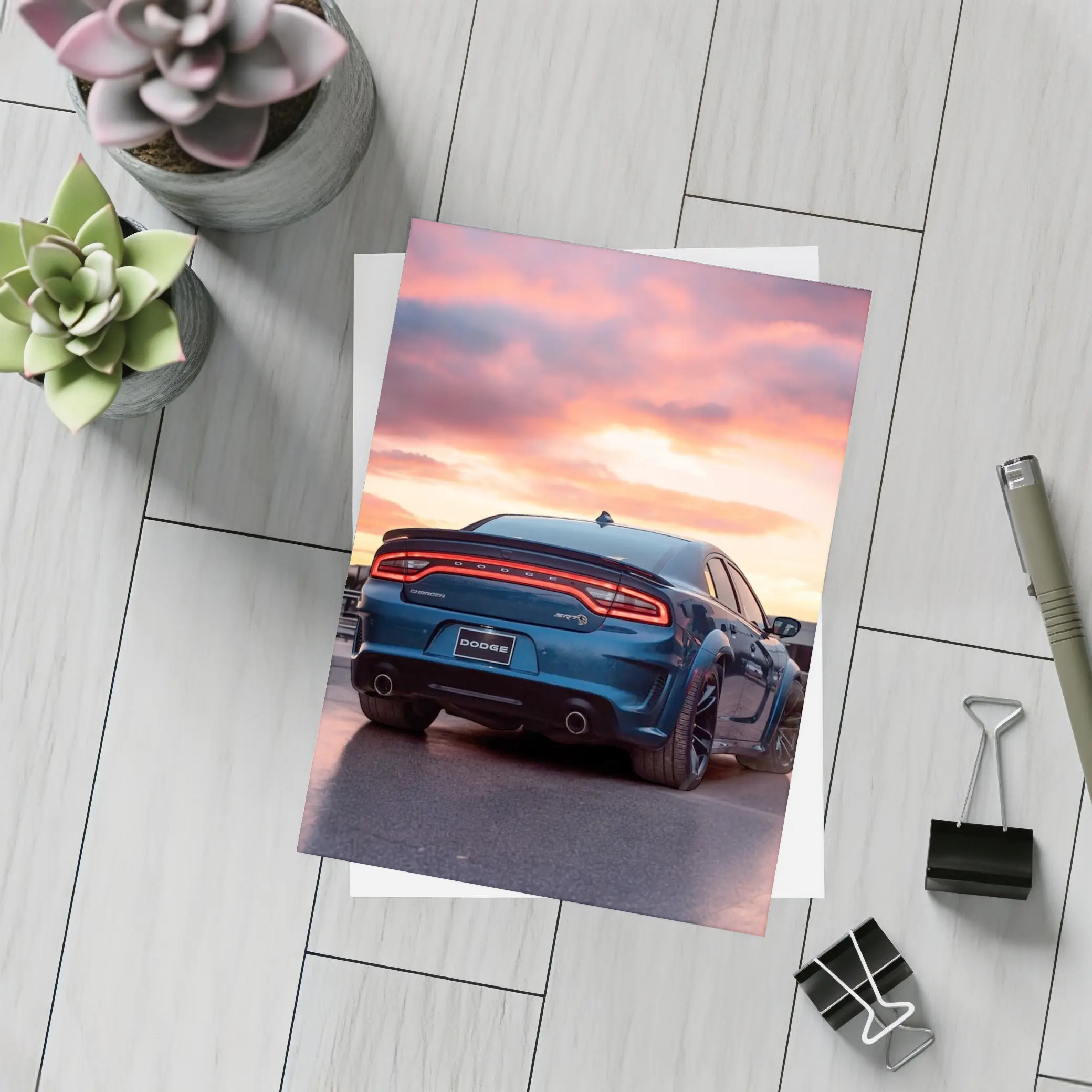 Dodge Charger SRT Blue Sunset Sky – Postcards