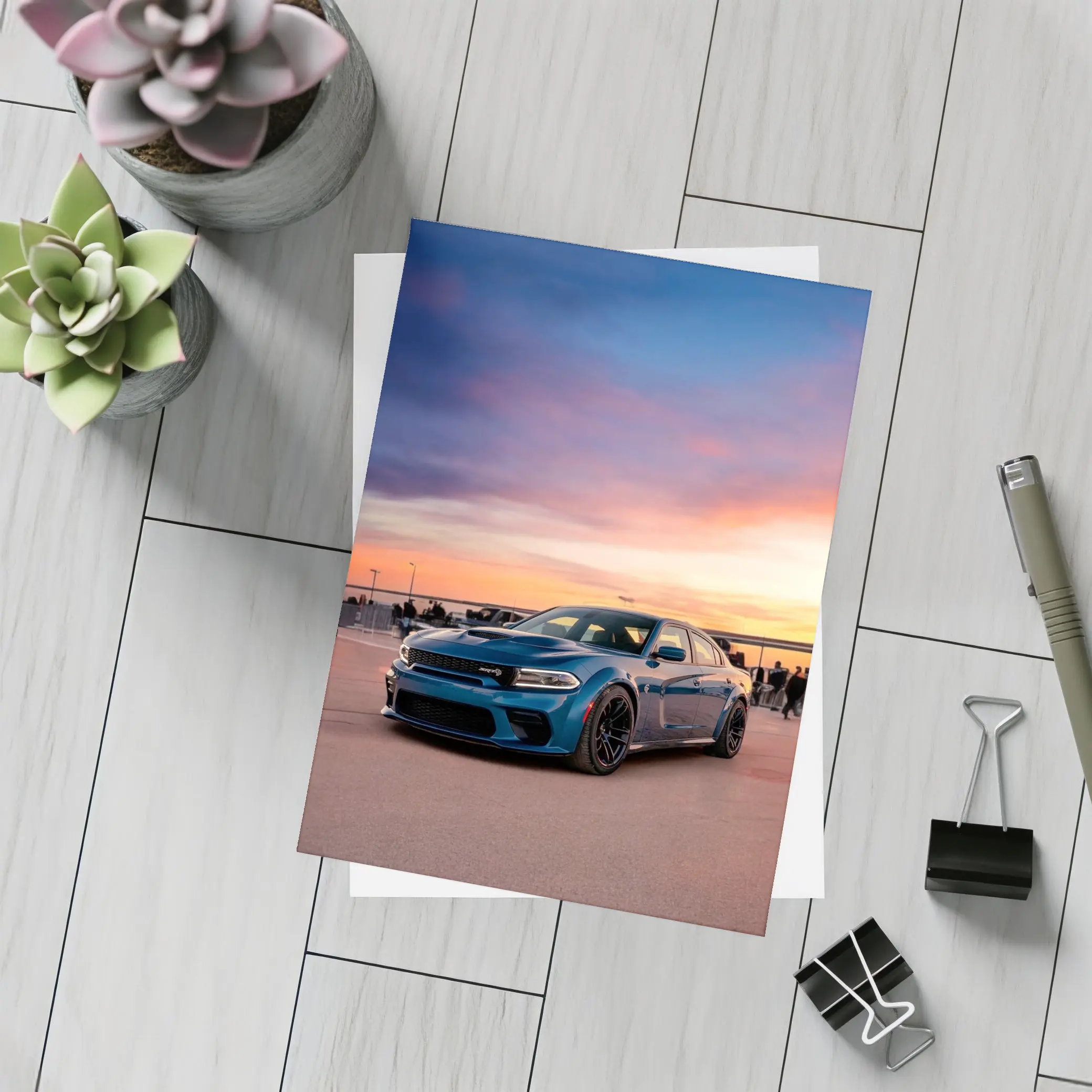 Dodge Charger SRT Blue Sunset Sky – Postcards