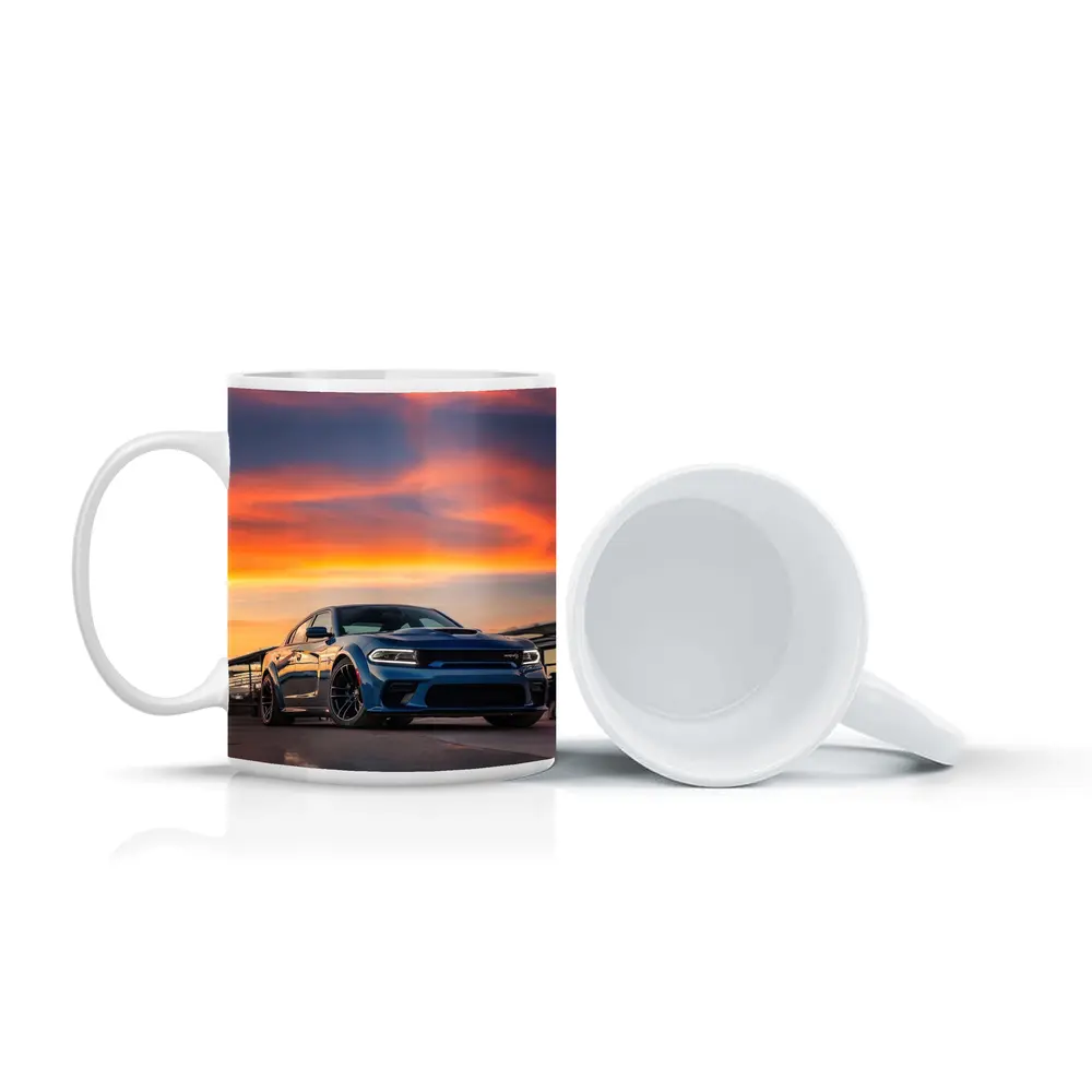 Dodge Charger Blue Muscle Car Sunset Sky – Mugs