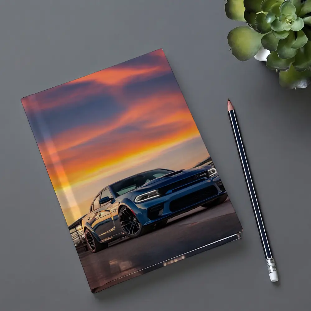 Dodge Charger Blue Muscle Car Sunset Sky – Notebooks