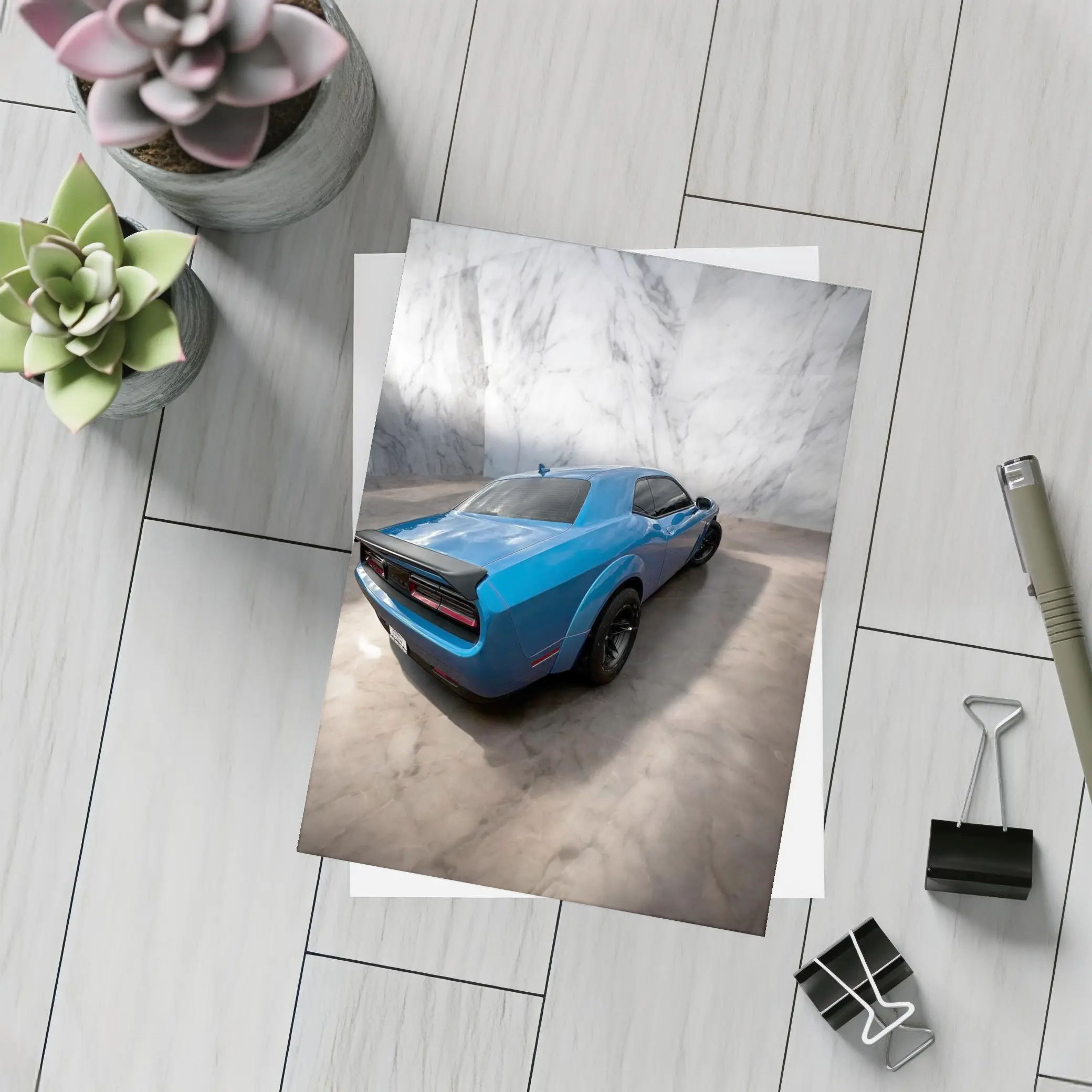 Dodge Challenger Blue Marble Studio – Postcards