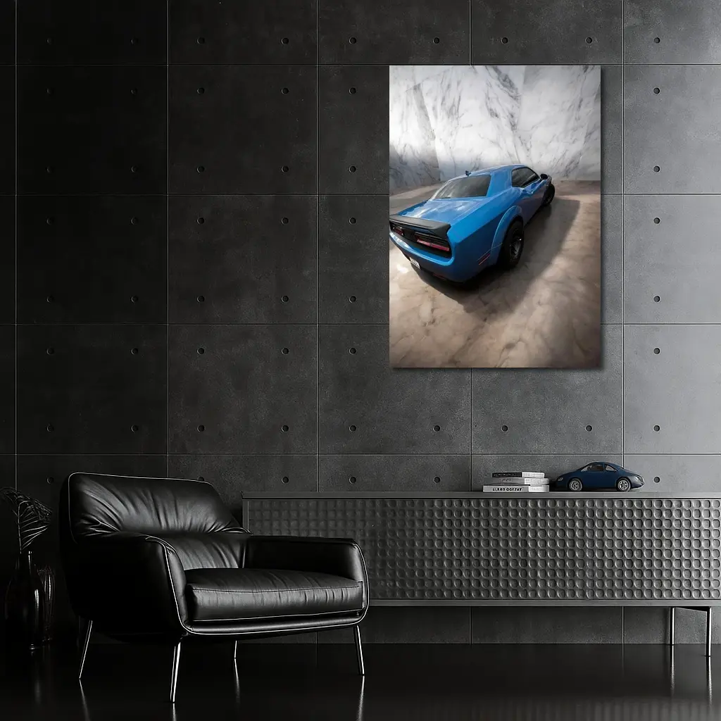 Dodge Challenger Blue Marble Studio – Wall Art