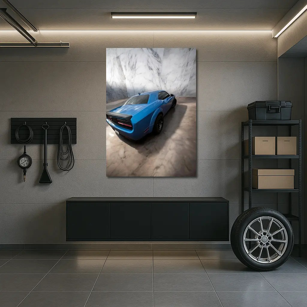Dodge Challenger Blue Marble Studio – Wall Art