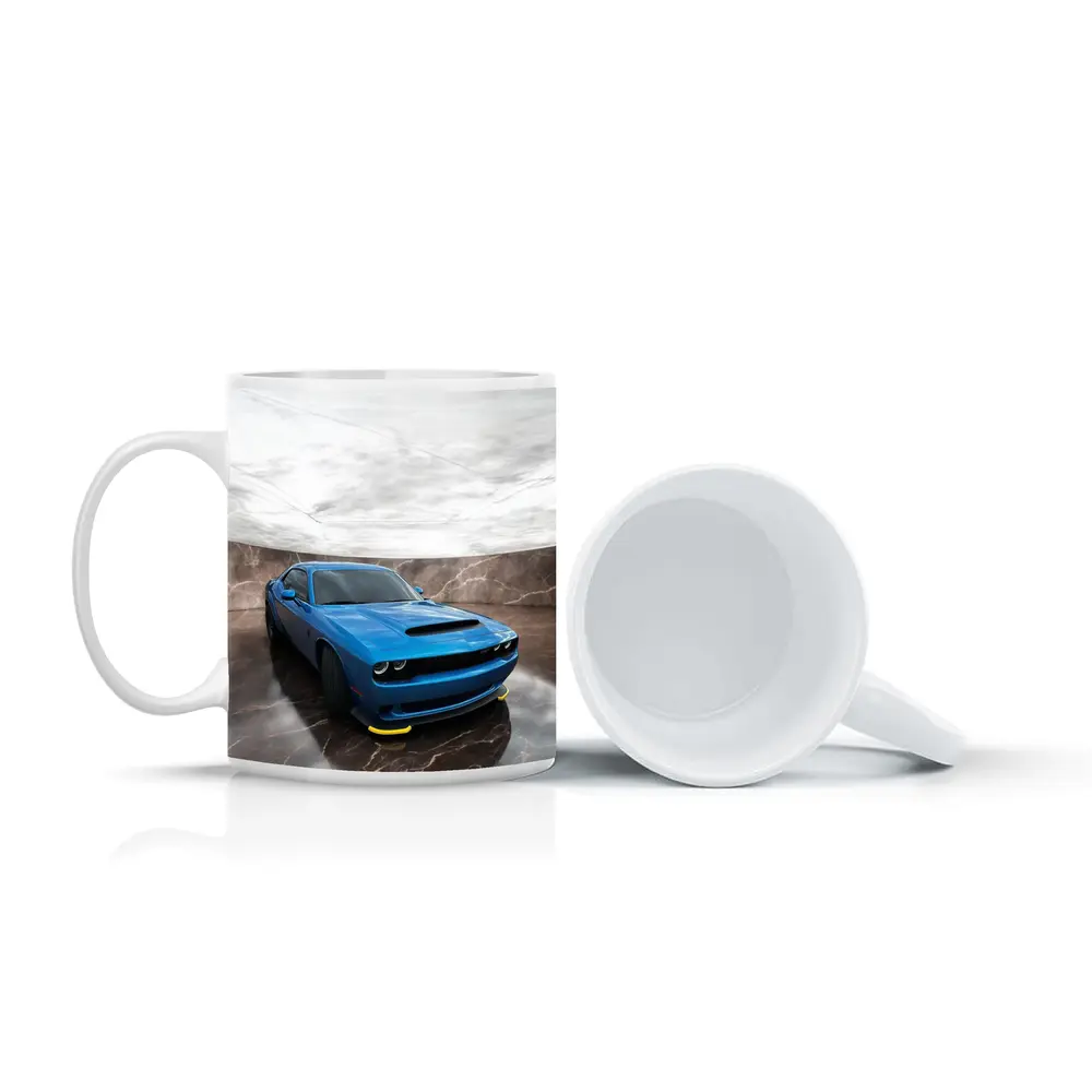 Dodge Challenger Blue Muscle Car Marble Studio – Mugs