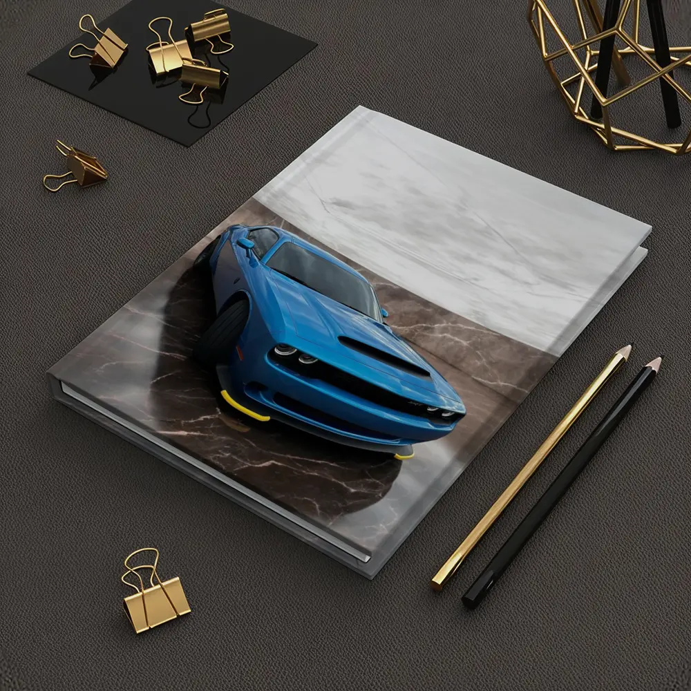 Dodge Challenger Blue Muscle Car Marble Studio – Notebooks