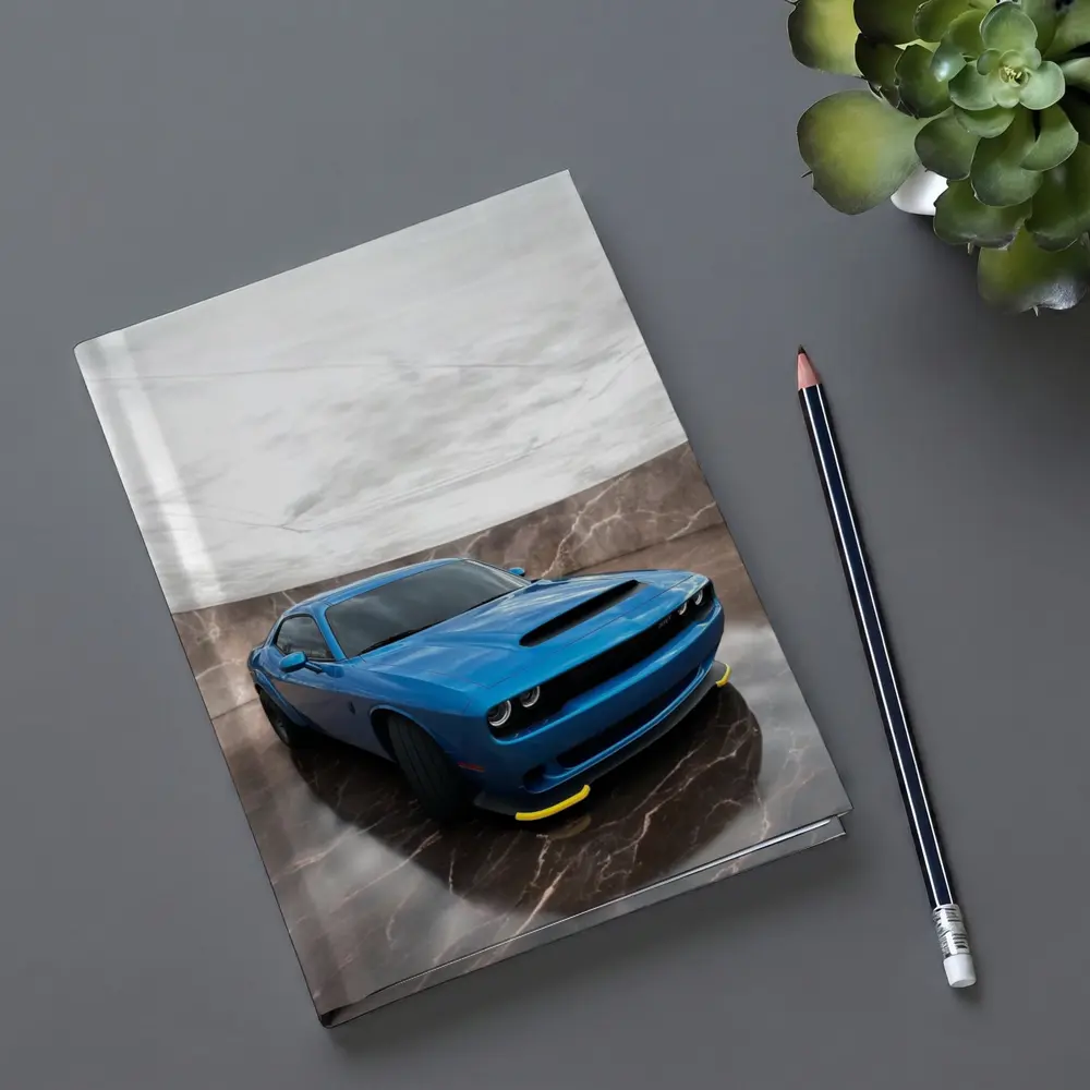 Dodge Challenger Blue Muscle Car Marble Studio – Notebooks