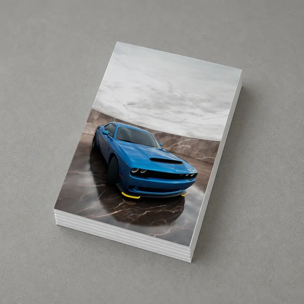 Dodge Challenger Blue Muscle Car Marble Studio – Postcards