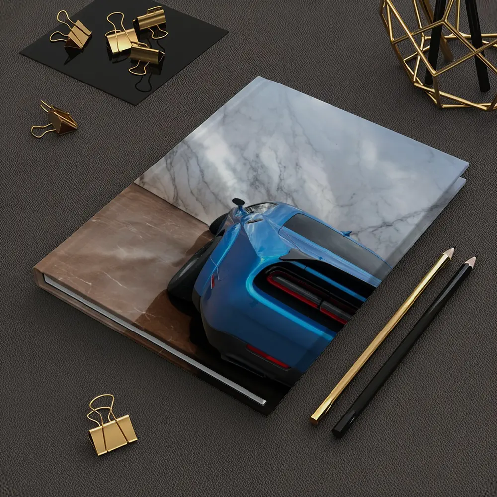 Dodge Challenger Blue Rear Marble Background – Notebooks