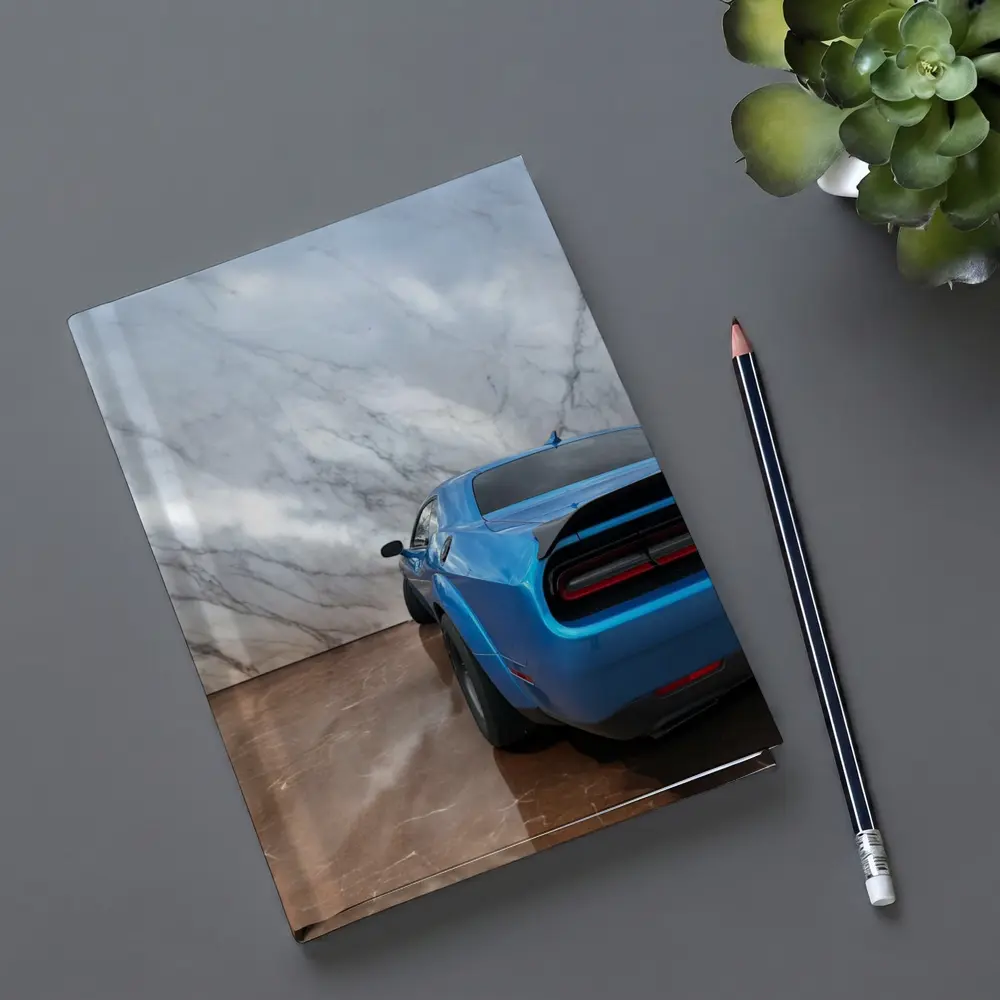 Dodge Challenger Blue Rear Marble Background – Notebooks