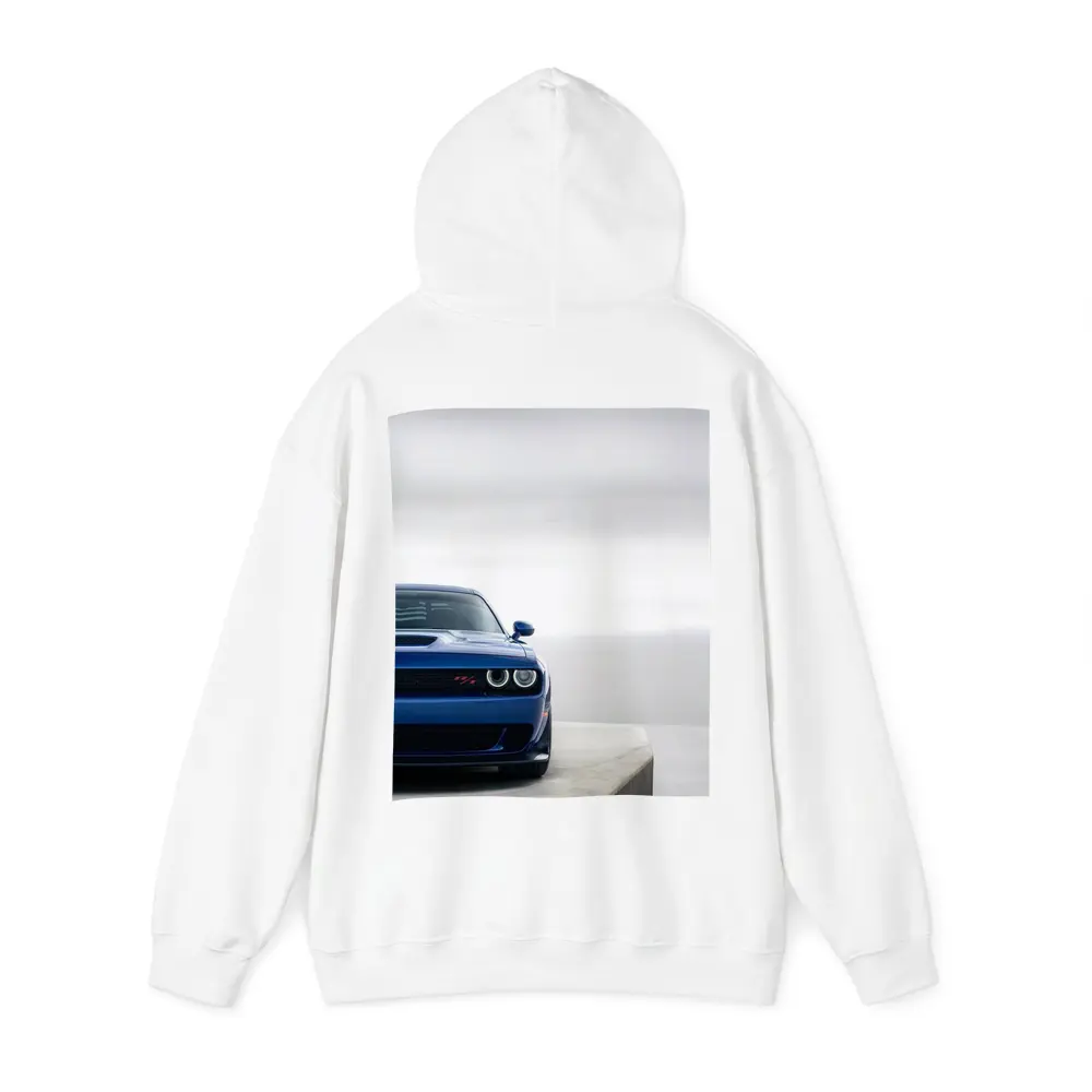 Dodge Challenger Blue Front View Minimal Background – Hoodies