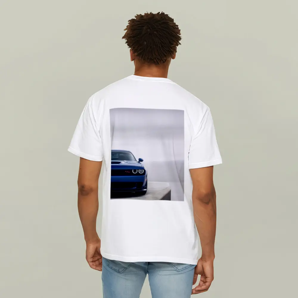 Dodge Challenger Blue Front View Minimal Background – T-Shirts
