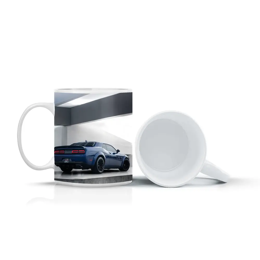 Dodge Challenger Blue Rear View Garage – Mugs