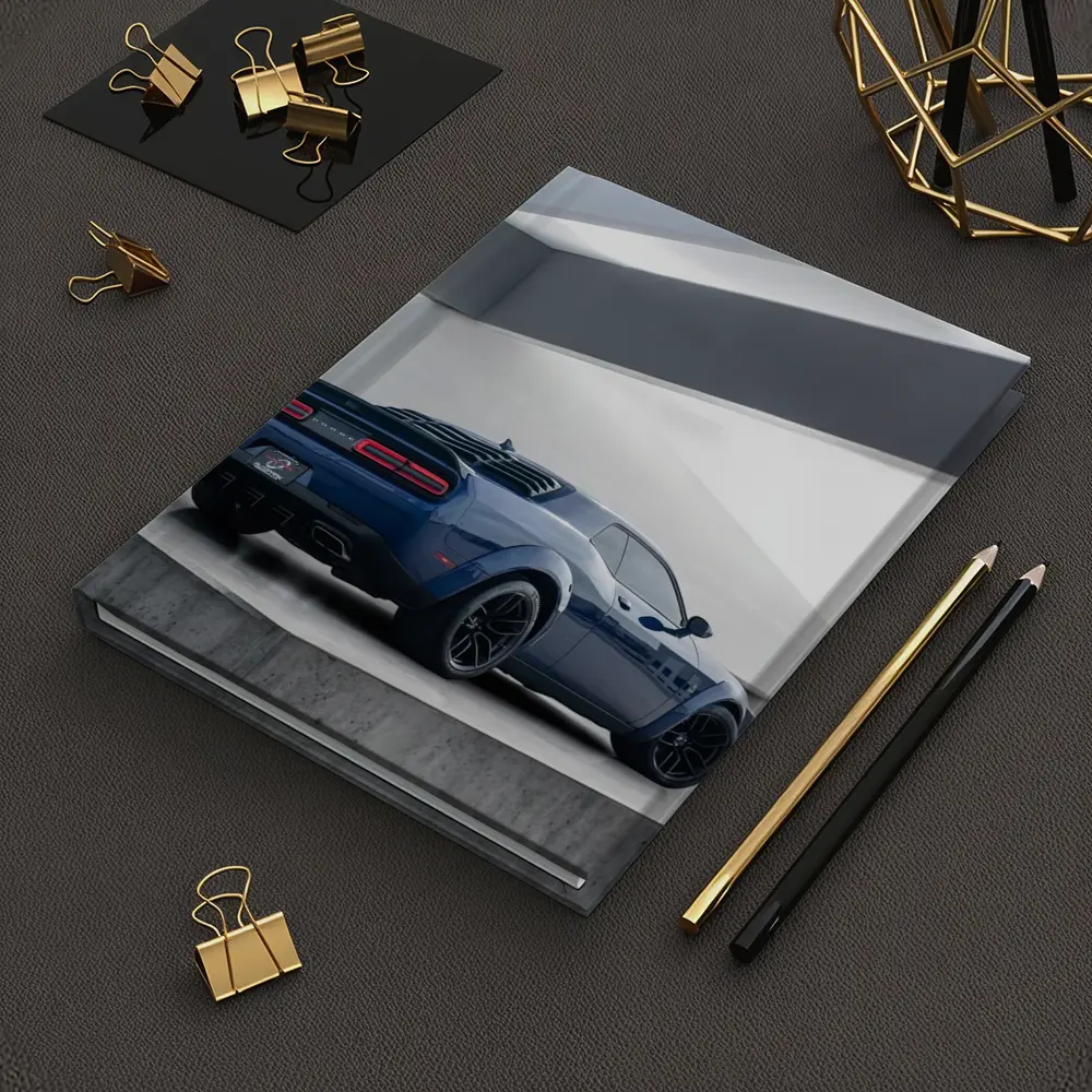Dodge Challenger Blue Rear View Garage – Notebooks