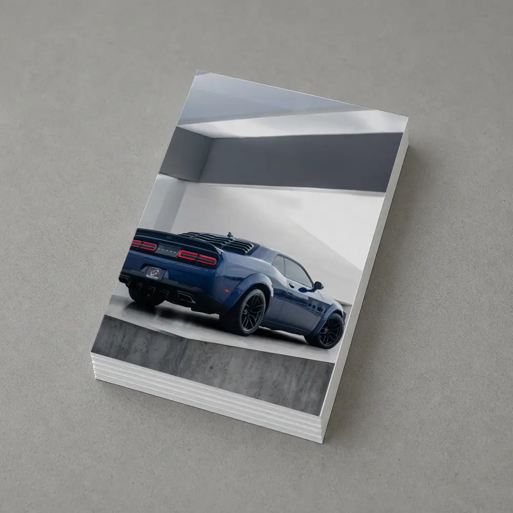 Dodge Challenger Blue Rear View Garage – Postcards