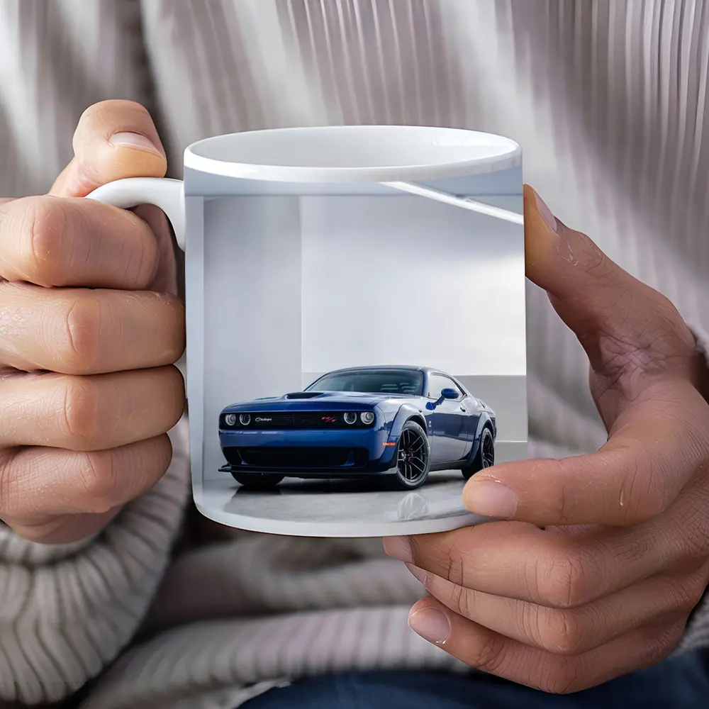 Dodge Challenger SRT Blue Garage Shot – Mugs