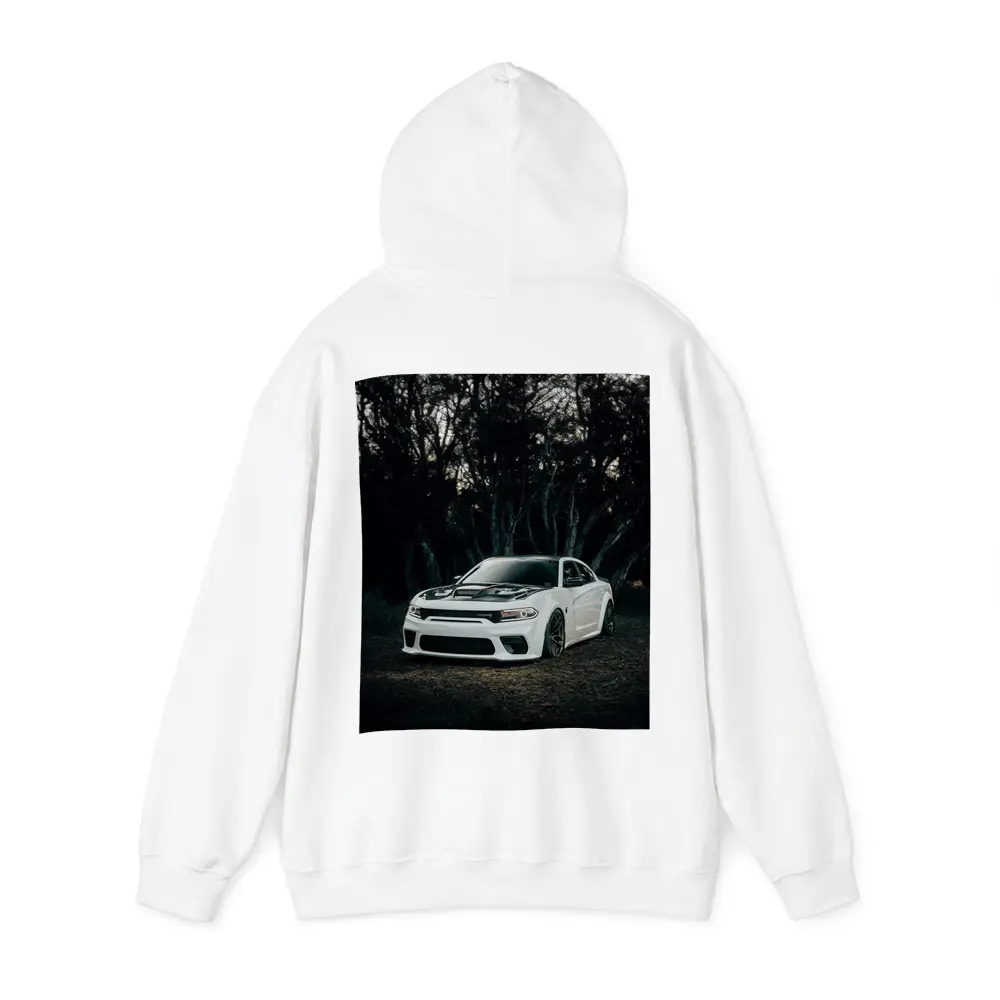 Dodge Charger White Muscle Car Dark Forest – Hoodies