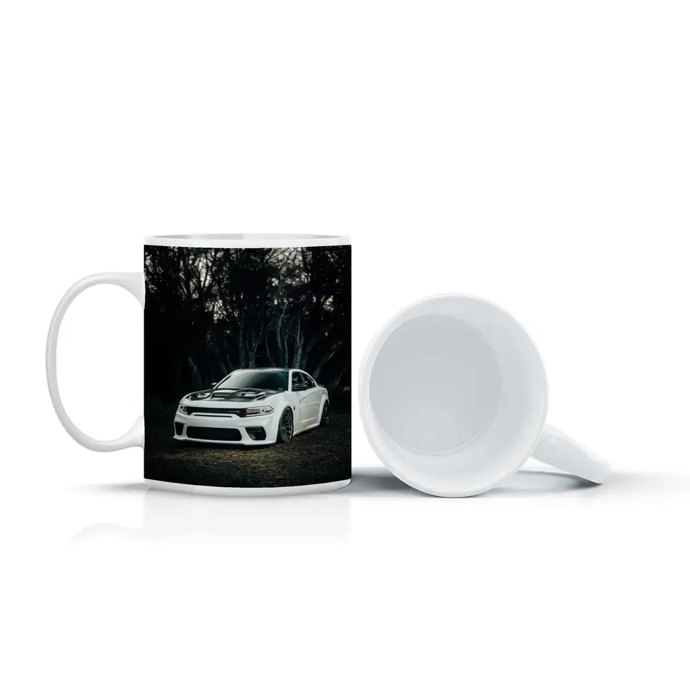 Dodge Charger White Muscle Car Dark Forest – Mugs