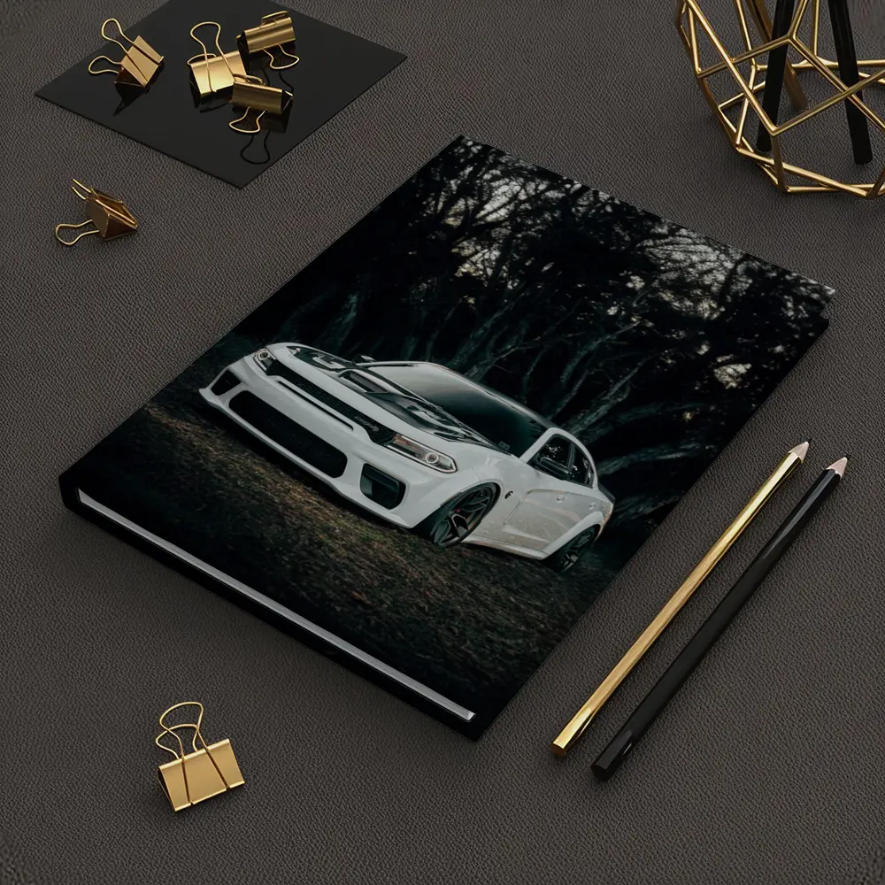 Dodge Charger White Muscle Car Dark Forest – Notebooks