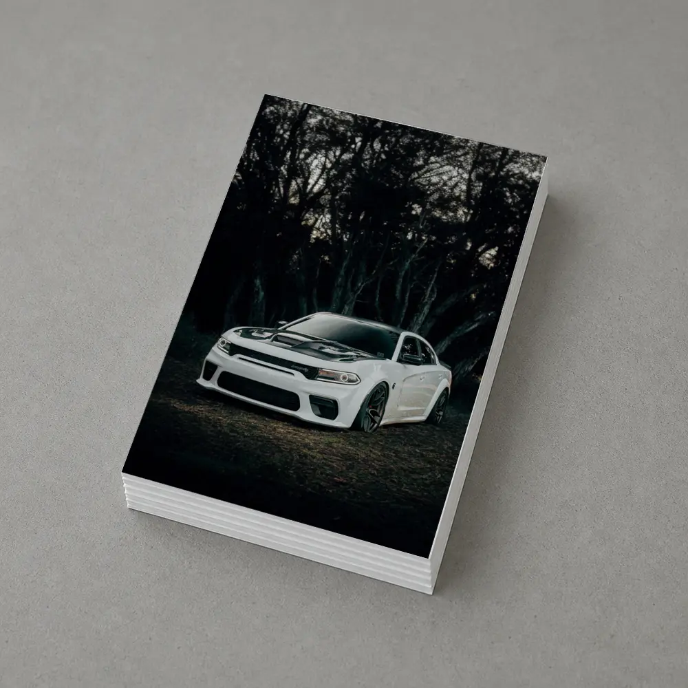 Dodge Charger White Muscle Car Dark Forest – Postcards