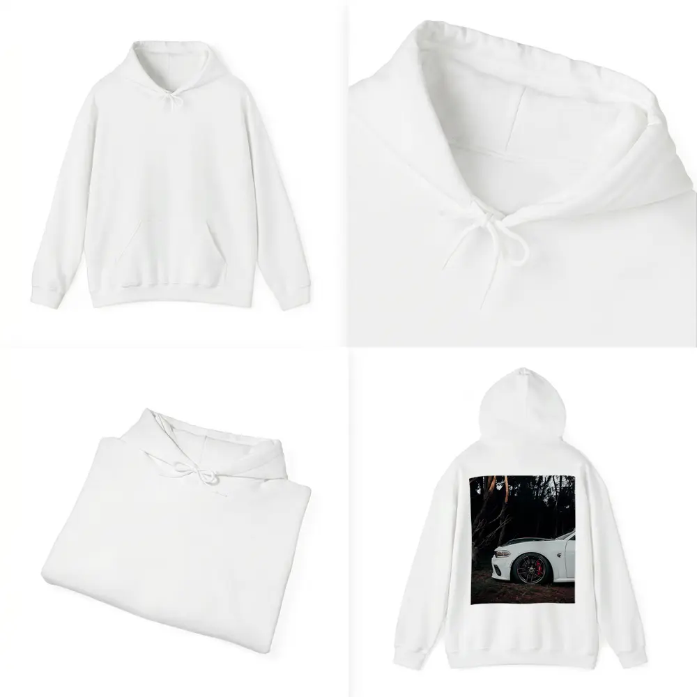 Dodge Charger White Muscle Car Dark Forest – Hoodies