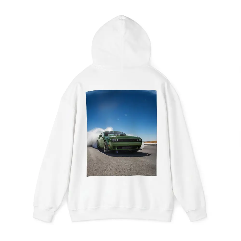 Dodge Challenger Green Muscle Car Burnout Road – Hoodies