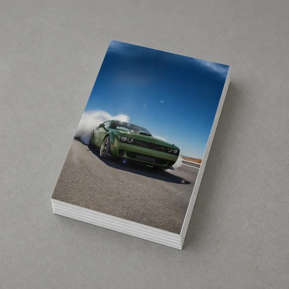 Dodge Challenger Green Muscle Car Burnout Road – Postcards