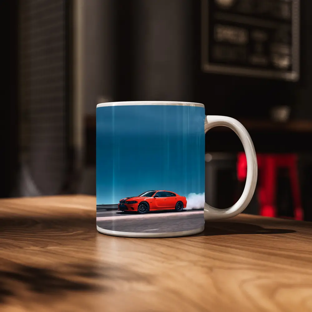 Dodge Charger Burnout Blue Sky Road – Mugs