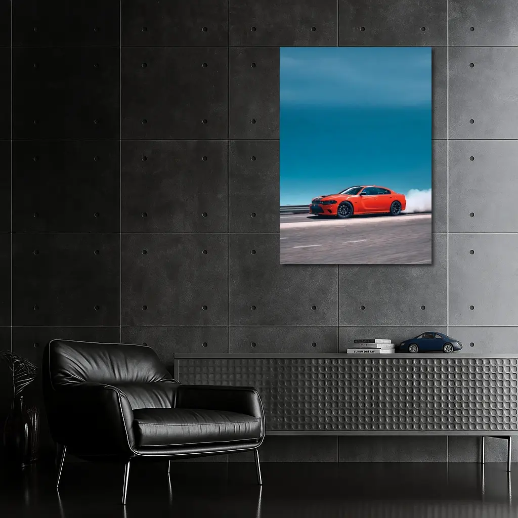 Dodge Charger Burnout Blue Sky Road – Wall Art