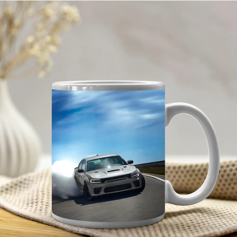 Dodge Charger Drifting on Open Road – Mugs