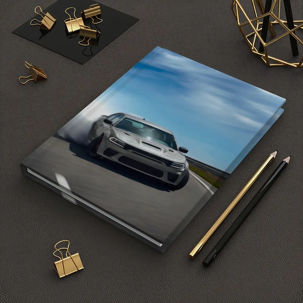 Dodge Charger Drifting on Open Road – Notebooks