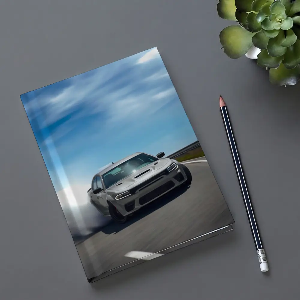 Dodge Charger Drifting on Open Road – Notebooks