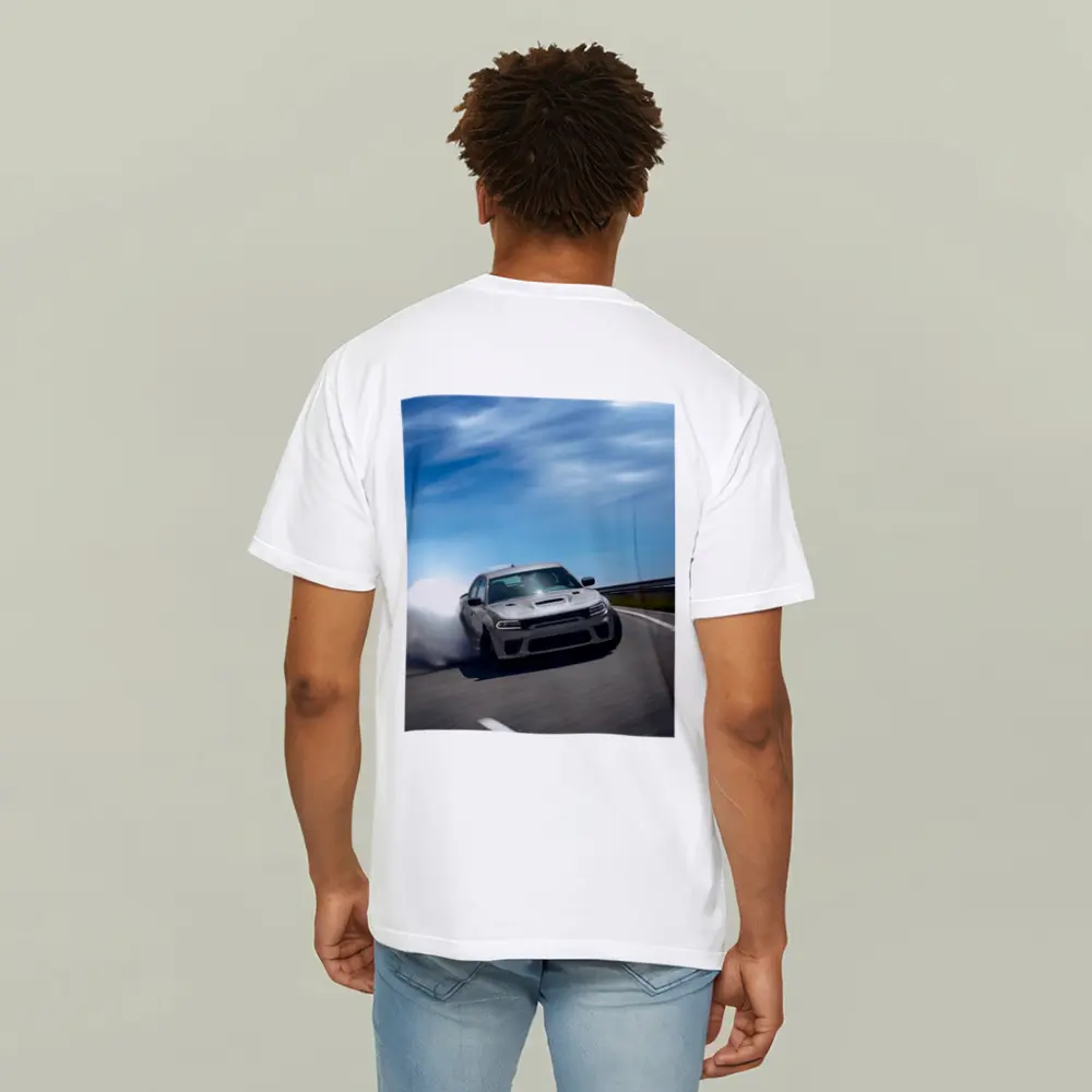 Dodge Charger Drifting on Open Road – T-Shirts