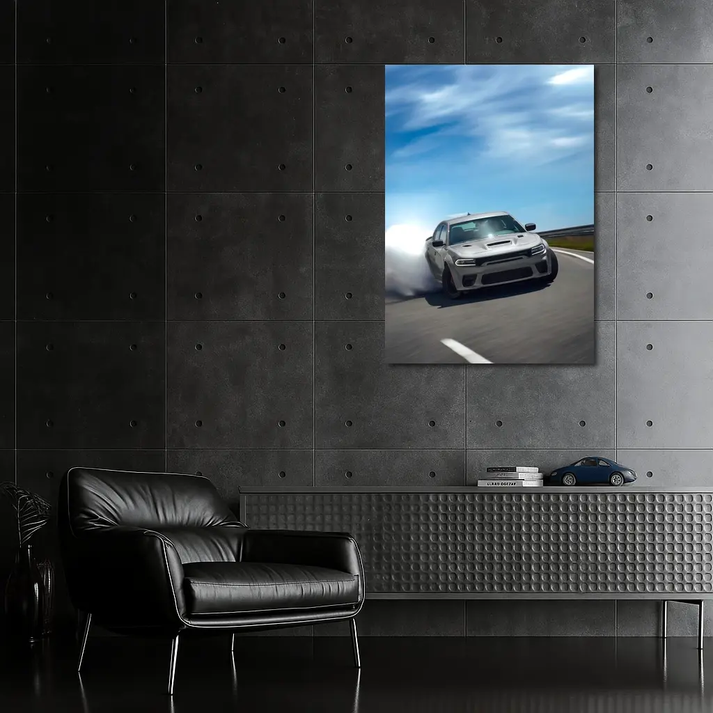 Dodge Charger Drifting on Open Road – Wall Art