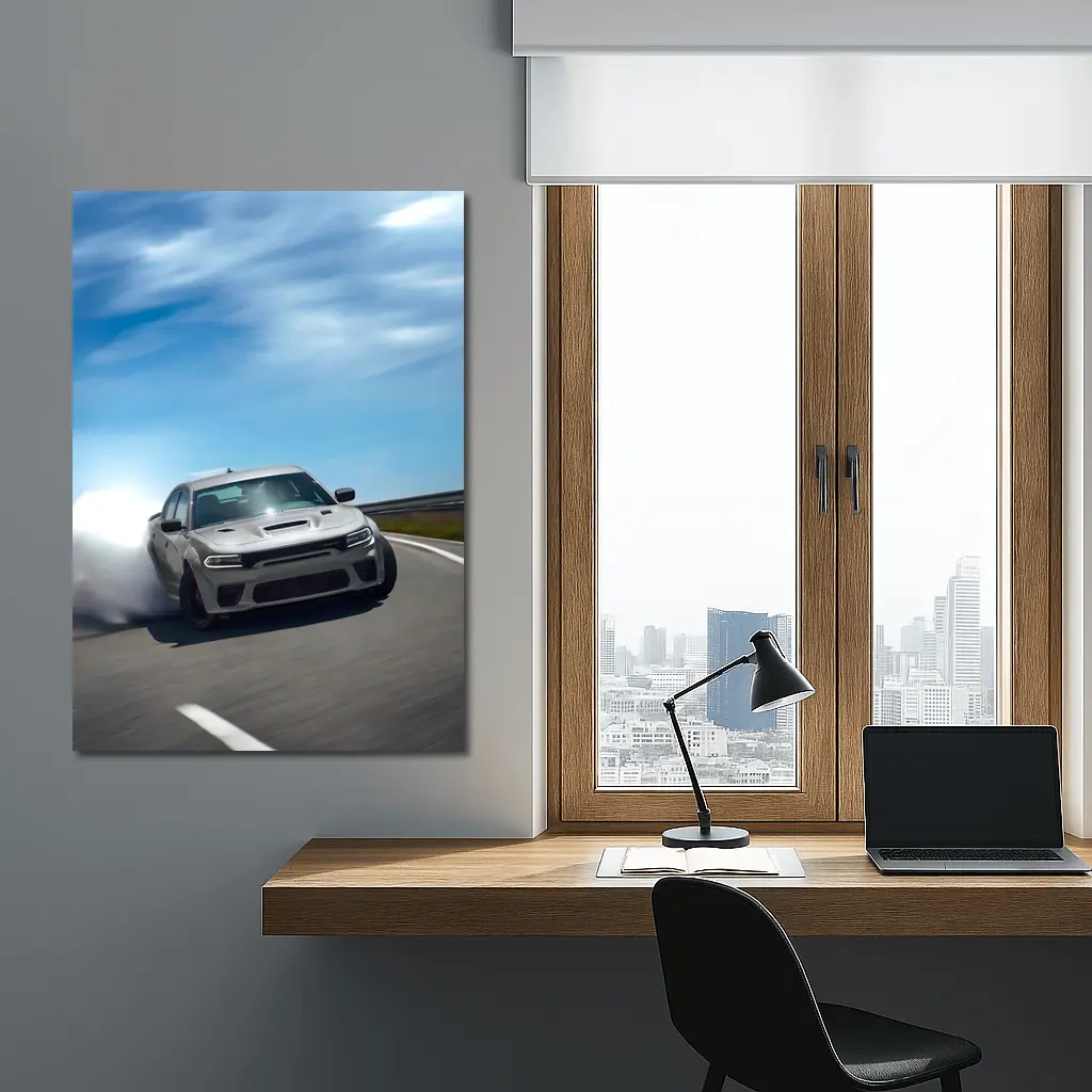 Dodge Charger Drifting on Open Road – Wall Art