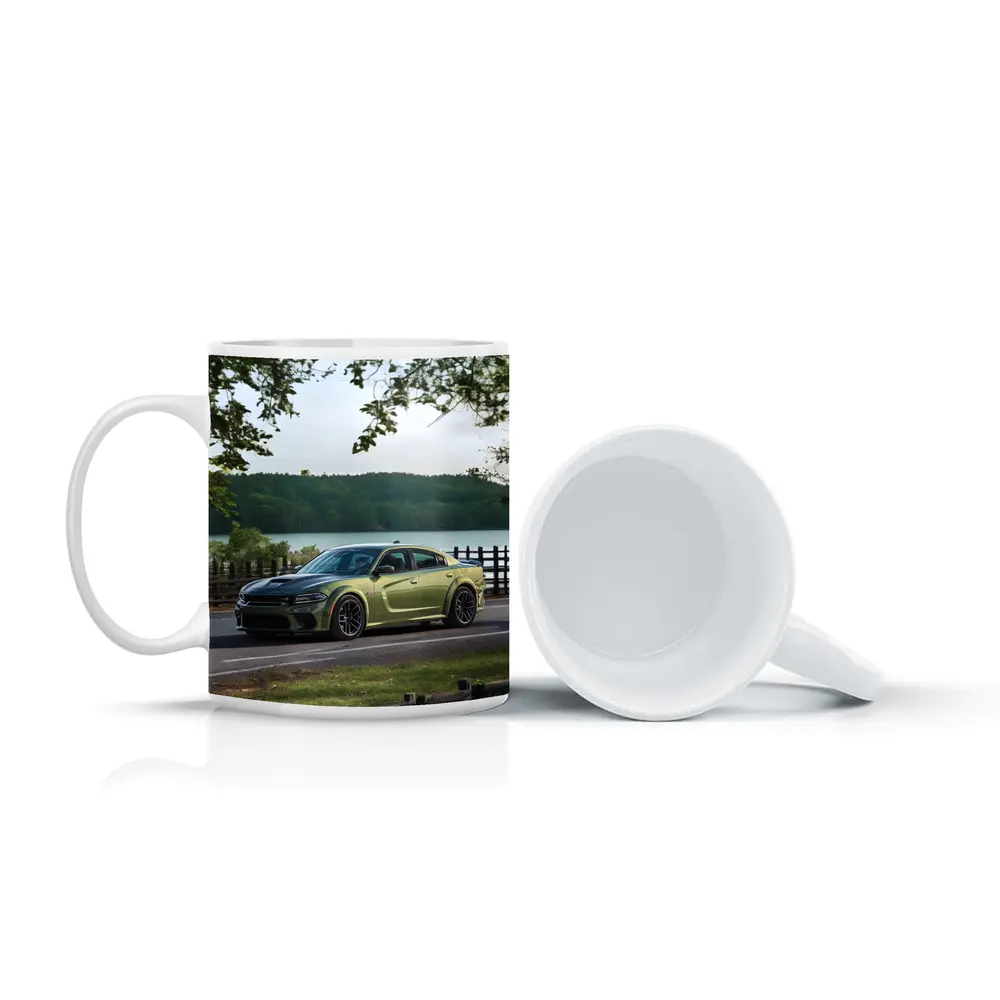 Dodge Charger Green Muscle Car By Lake – Mugs