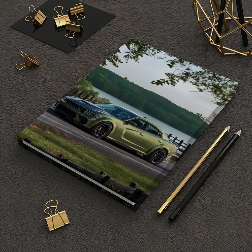Dodge Charger Green Muscle Car By Lake – Notebooks