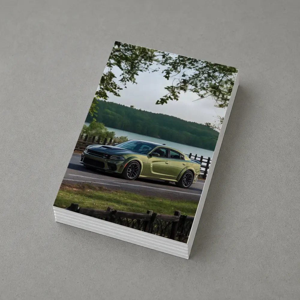 Dodge Charger Green Muscle Car By Lake – Postcards