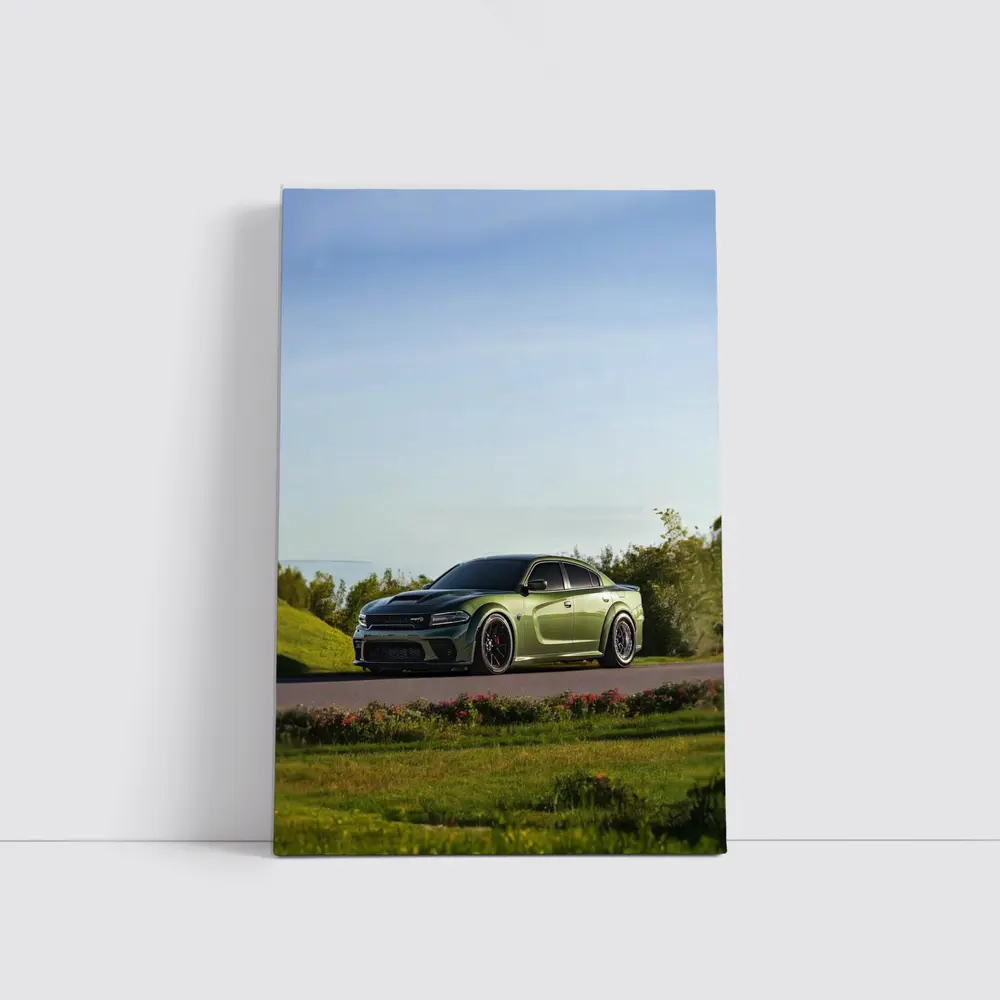 Dodge Charger Green Muscle Car Outdoor – Wall Art