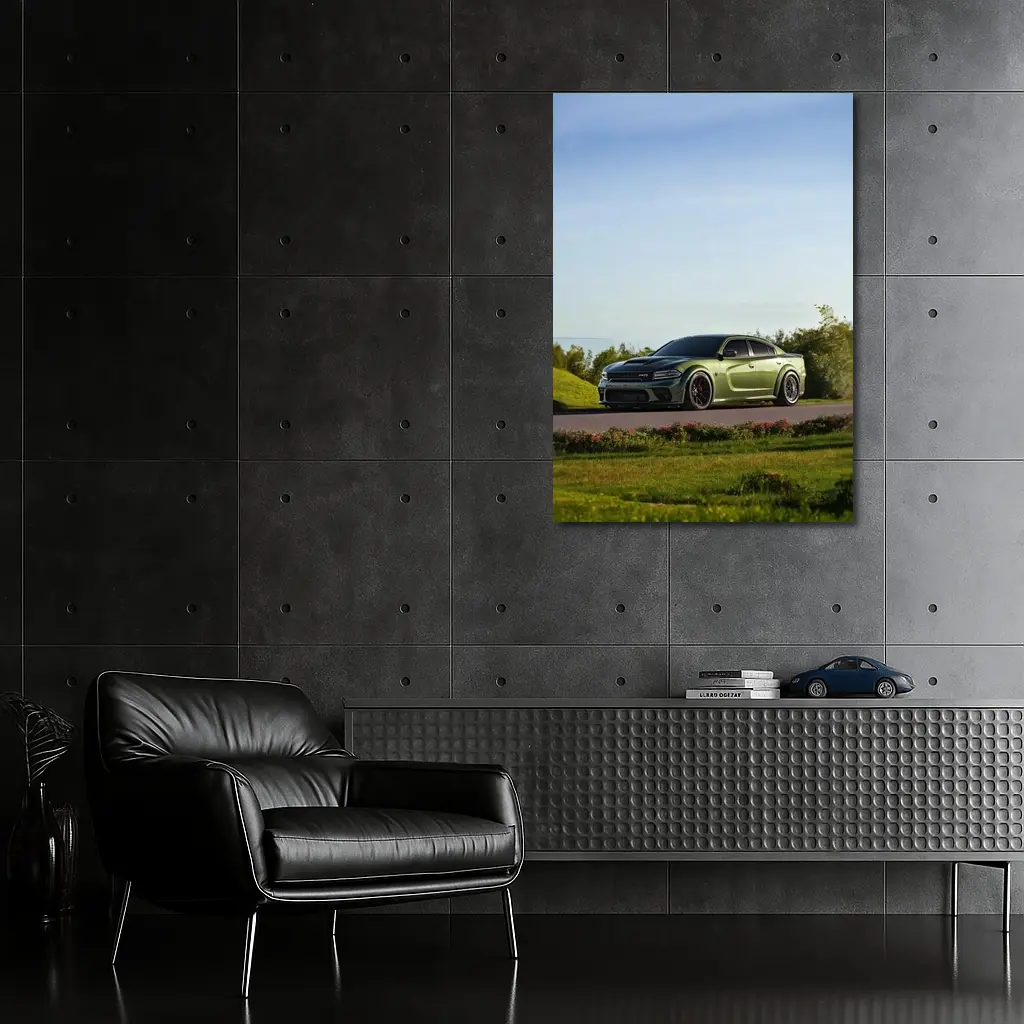 Dodge Charger Green Muscle Car Outdoor – Wall Art