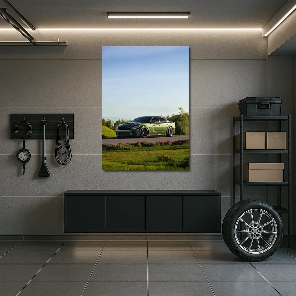 Dodge Charger Green Muscle Car Outdoor – Wall Art