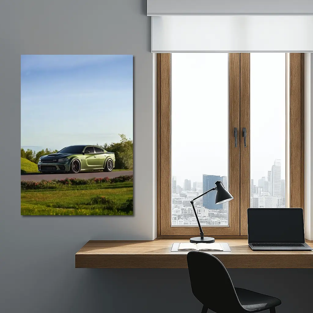 Dodge Charger Green Muscle Car Outdoor – Wall Art
