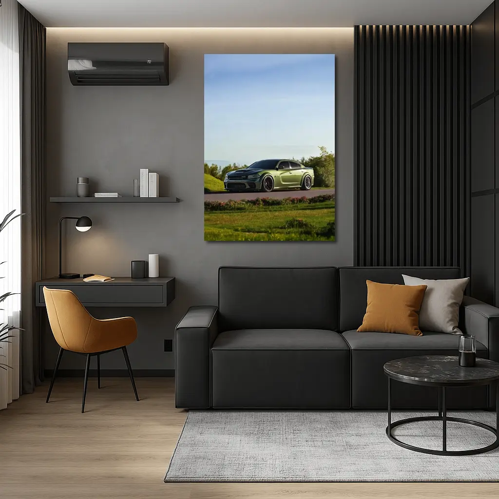 Dodge Charger Green Muscle Car Outdoor – Wall Art