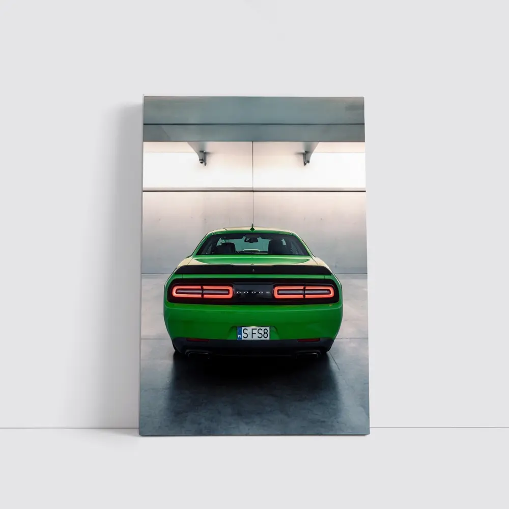 Dodge Challenger Green Rear Parking Garage – Wall Art