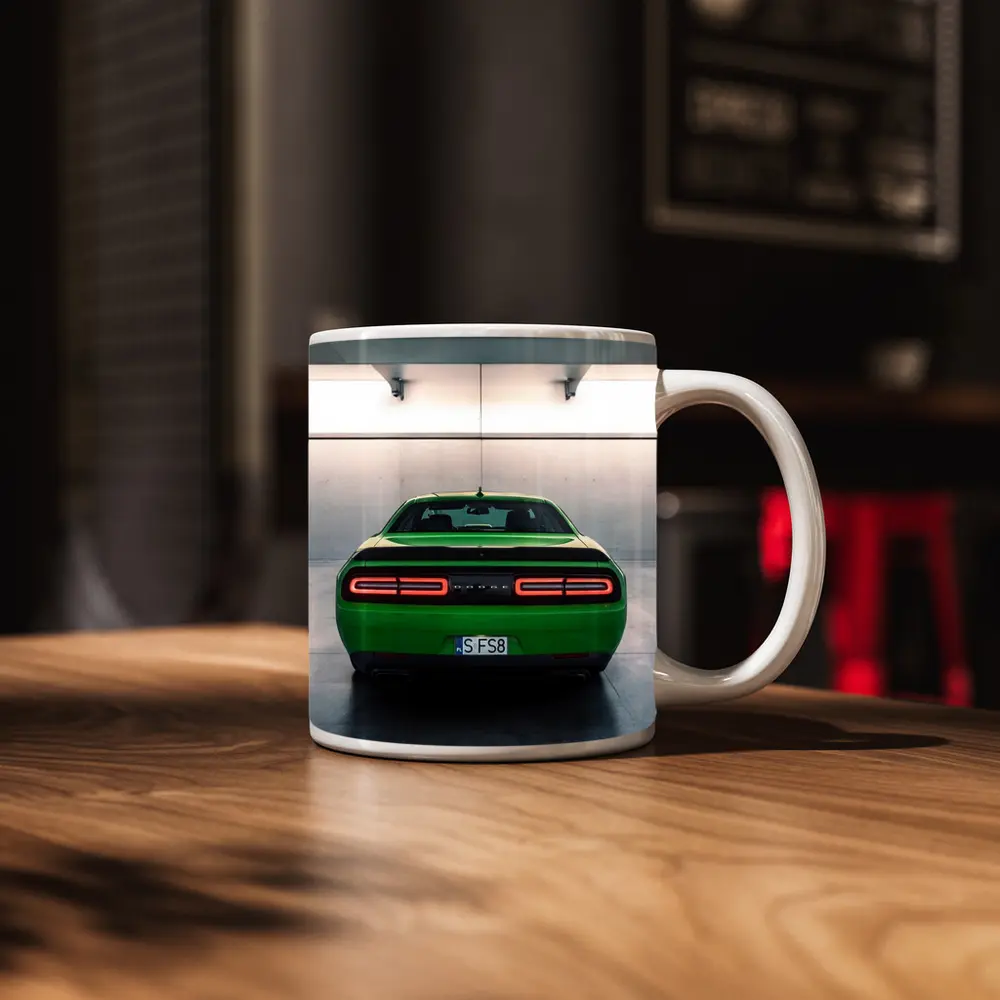Dodge Challenger Green Rear Parking Garage – Mugs