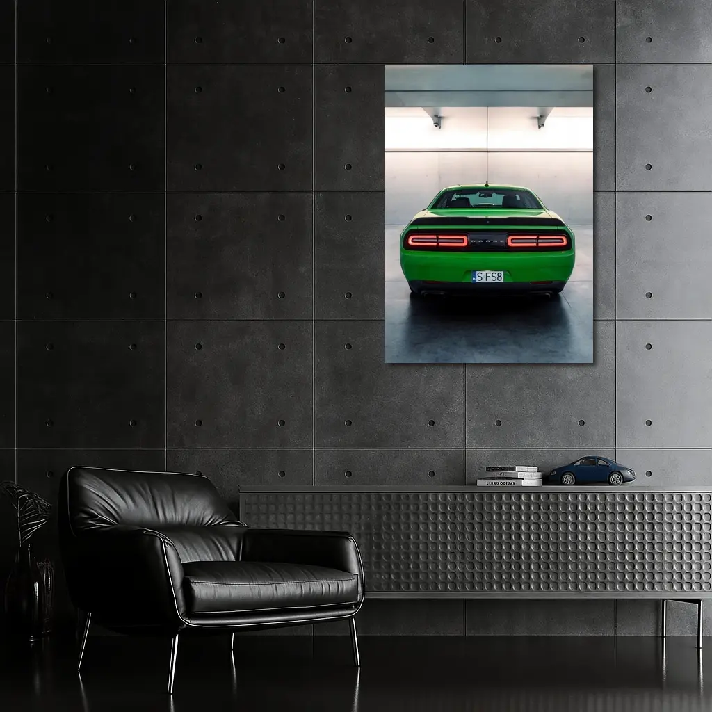 Dodge Challenger Green Rear Parking Garage – Wall Art