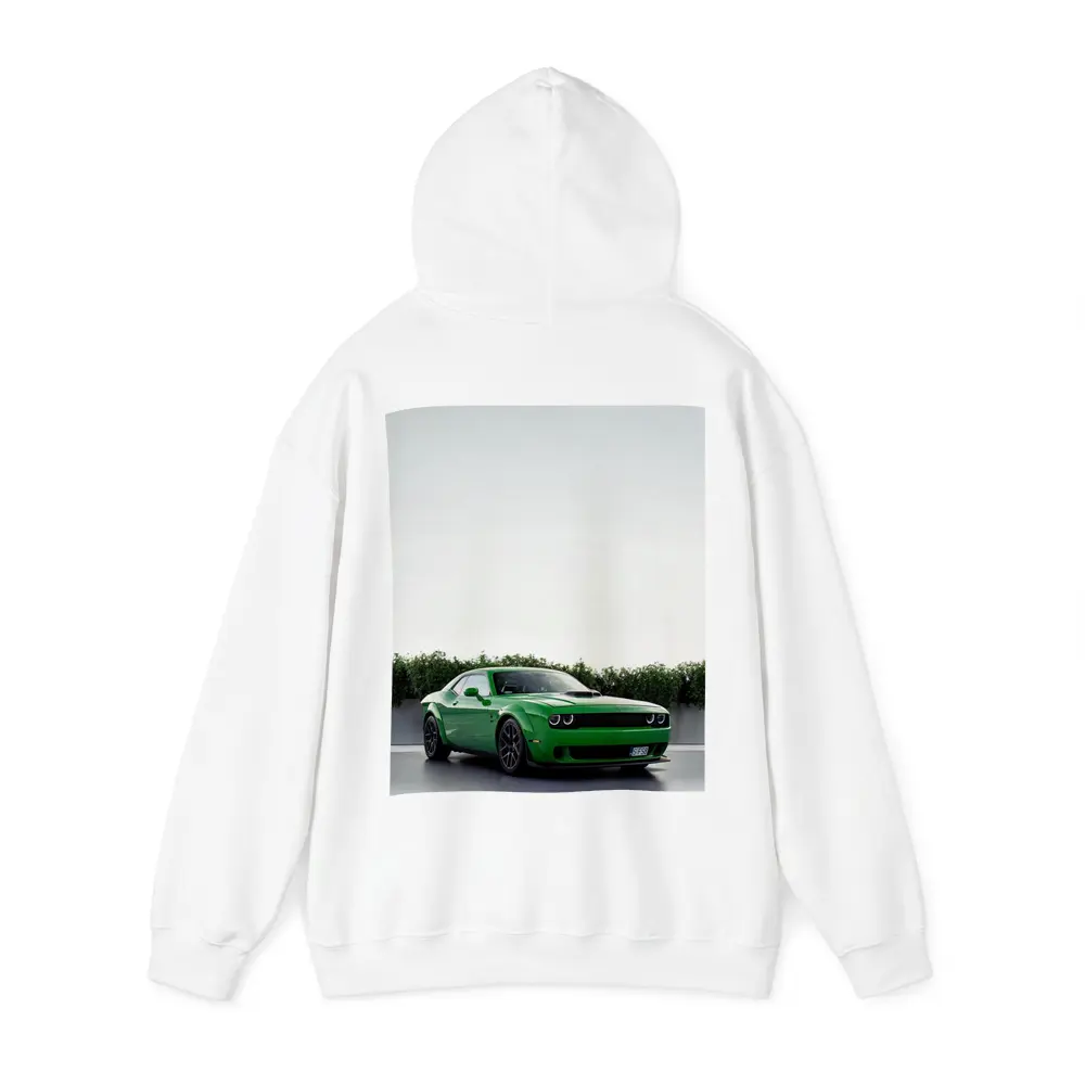 Dodge Challenger Green Muscle Car Parking Lot – Hoodies